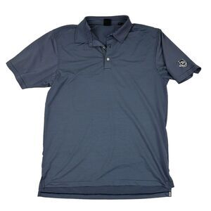 Dunning Golf Riverbend Country Club 1957 Blue Striped Polo Shirt S/S Sz L